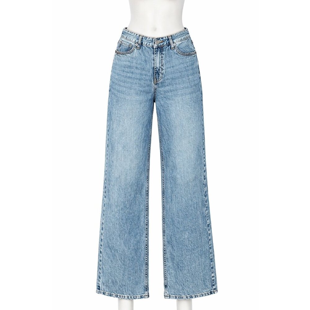 Simple Society Women Wide Leg Jeans Low Rise Blue Denim Size‎ 11/30 NWT
